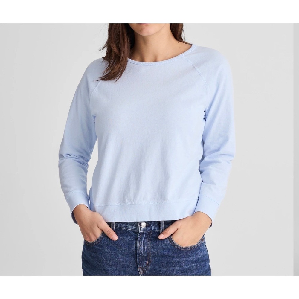 Madewell Womens Sky Blue Long Sleeve Relaxed Raglan Crewneck Tee XS New